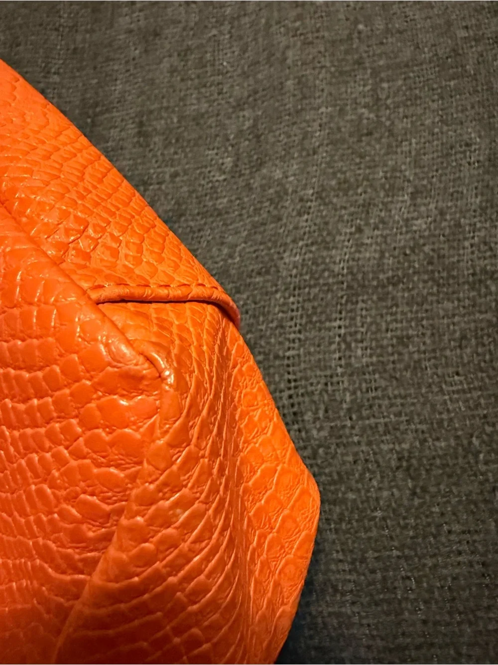 Orange Textured Tote Bag with Front Zip Pockets - Women